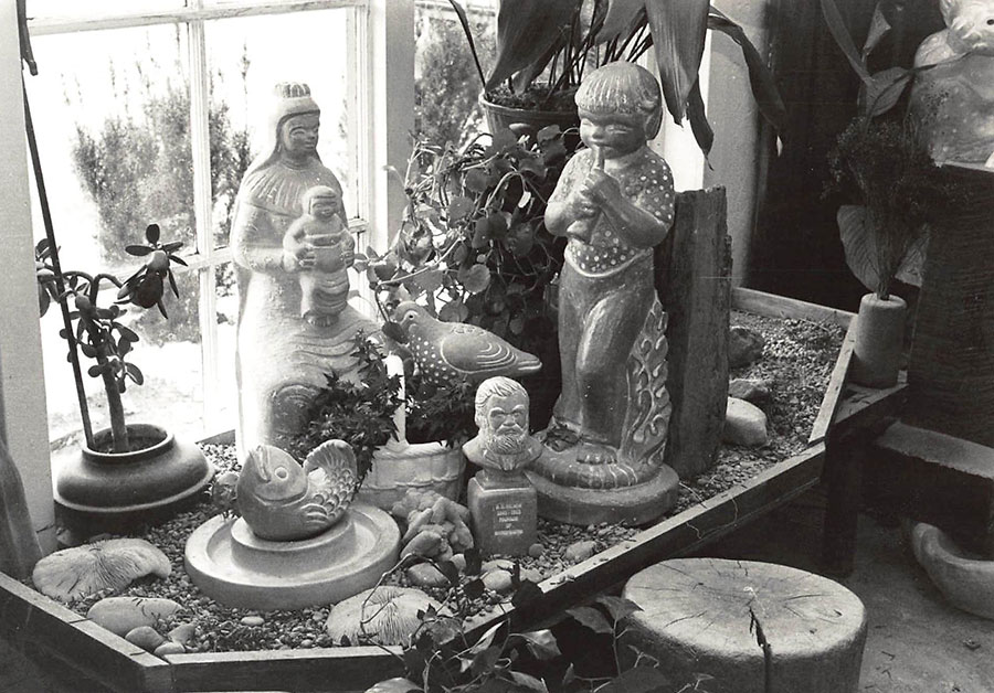 Display of several of Isabel Bloom's concrete sculptures