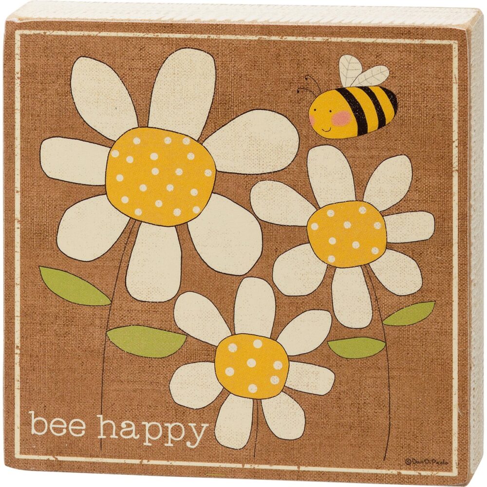 Block Sign -Bee Happy Daisy