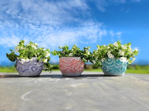 3 Summer Vibes Planters in Purple, Coral and Teal