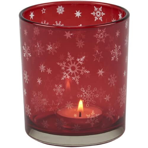 Votive-Red Snowflake