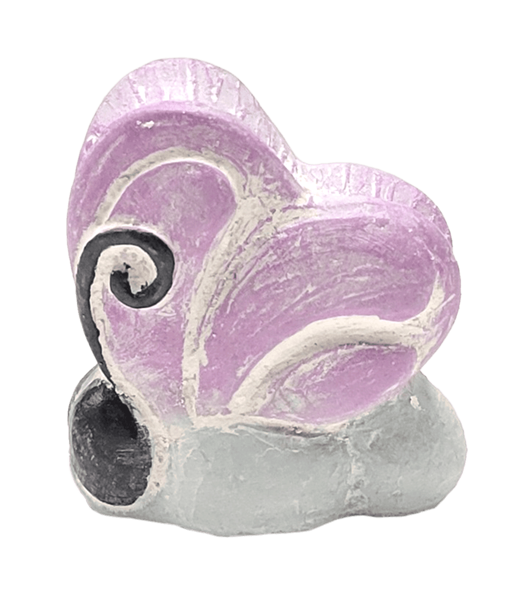 Chunky Butterfly sculpture measuring 2 inches by 2inches. Hand-painted in either turquoise or lavender with big round black eyes.