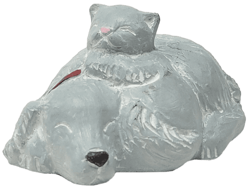 Dog and Cat Cuddling Sculpture by Isabel Bloom