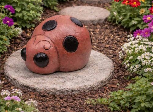 Ladybug with stepping stone garden path