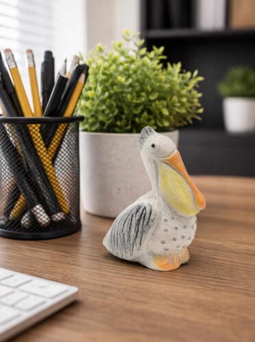 pelican on desk w pencils
